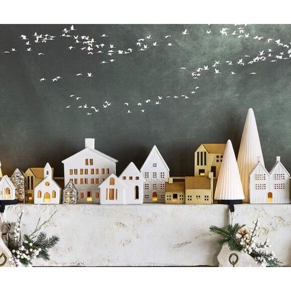 Crate & Barrel White Ceramic Christmas Tavern 2024 Tealights Retired - Picture 8 of 8